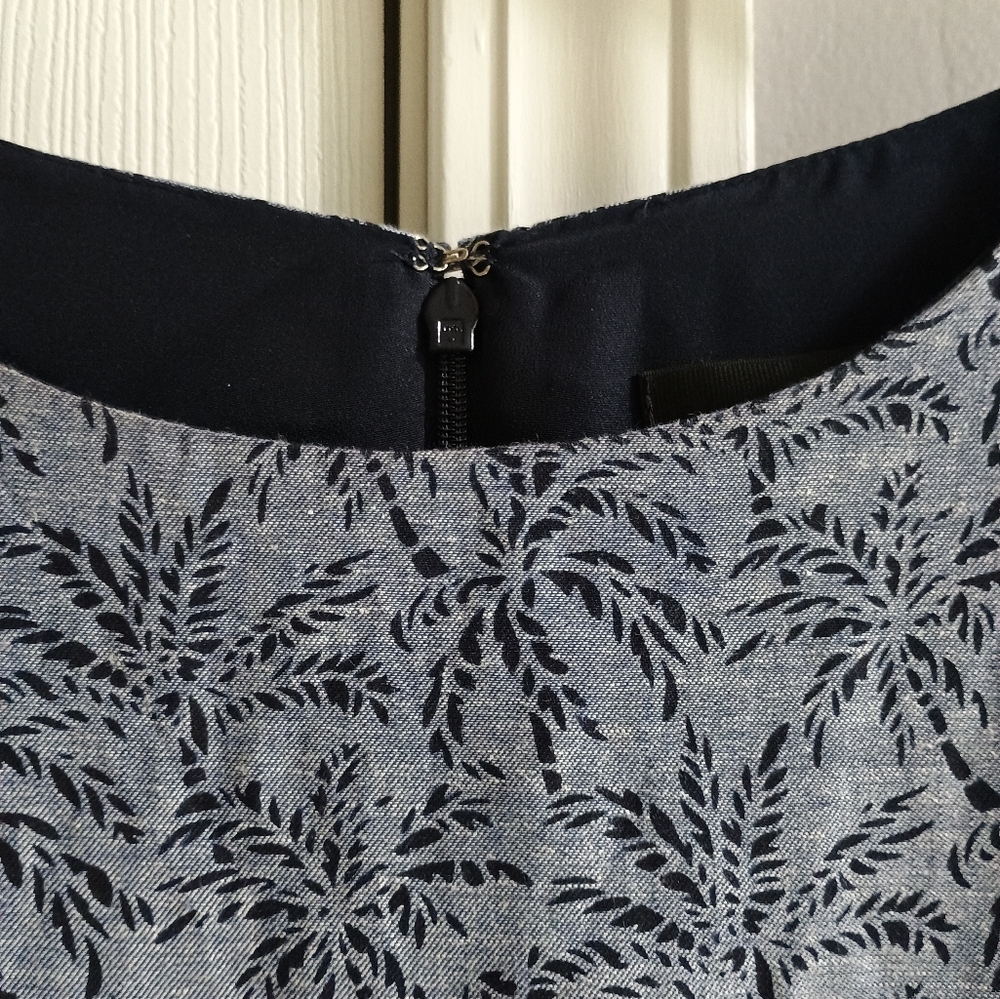 J.Crew Women's Palm Jacquard Drop Waist Dress Size 10 Linen Academia - Picture 6 of 16